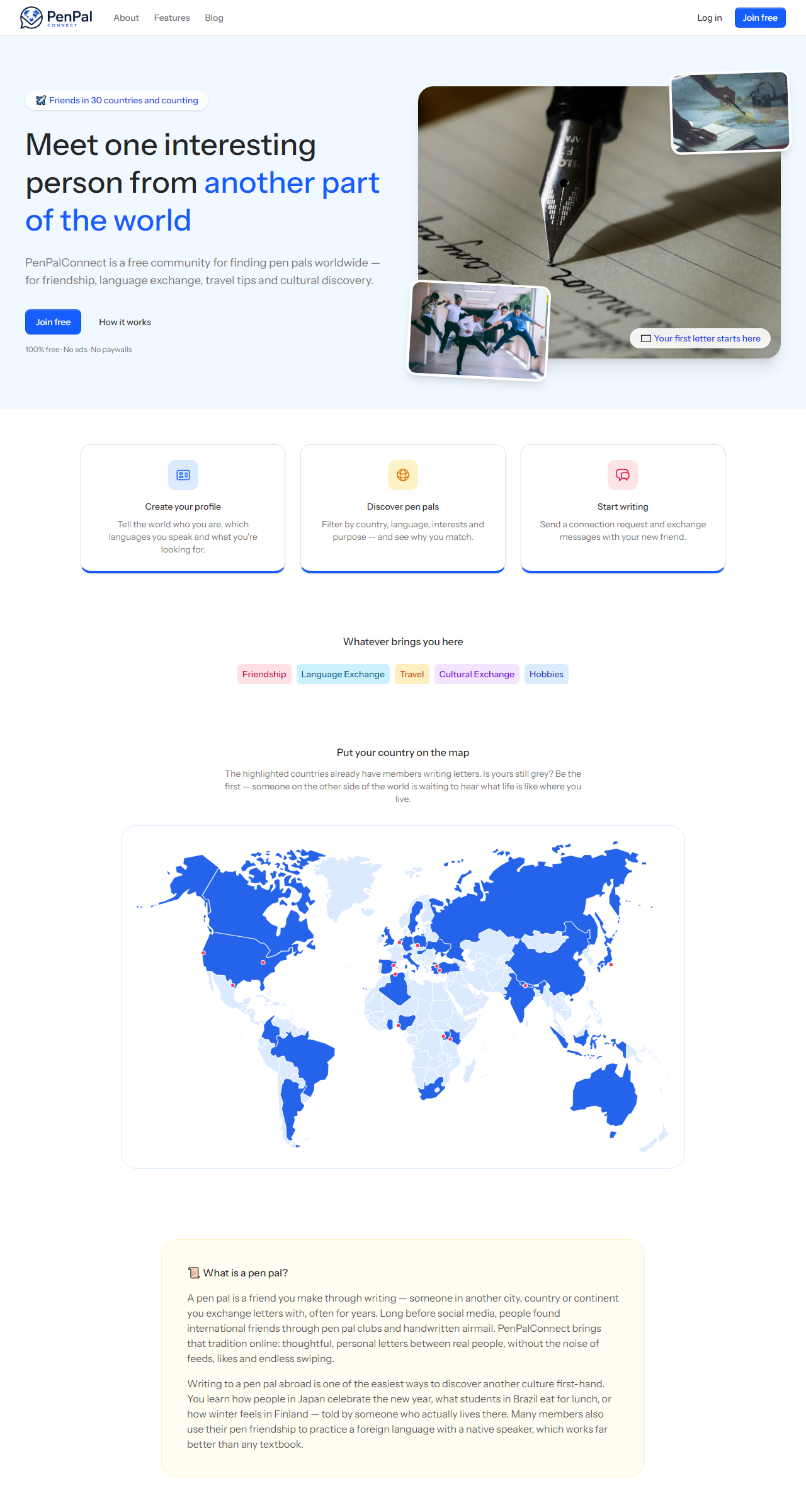 Ảnh chụp màn hình giao diện PenPalConnect trên máy tính
