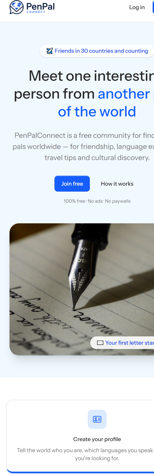 Ảnh chụp màn hình PenPalConnect trên thiết bị di động